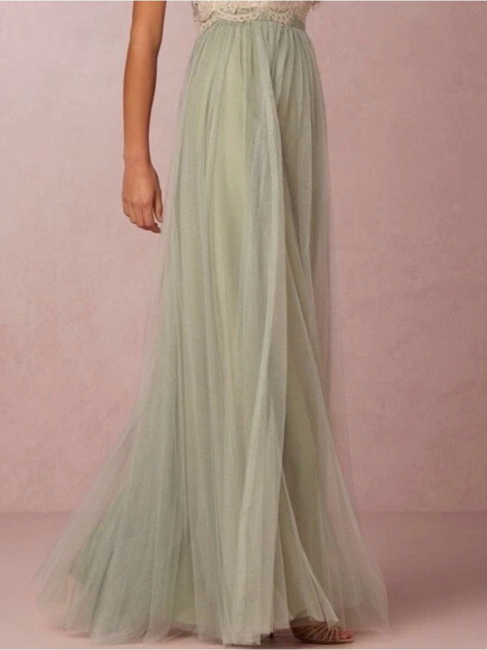 Jenny Yoo Sage Green Tulle Maxi Skirt Bridesmaid Wedding Size 10